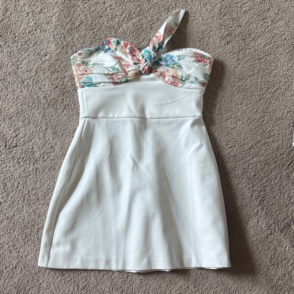 ZARA FLORAL PRINT HANKERCHIEF MINI DRESS